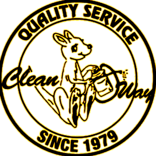 Eddinger's Quality Service seal — a kangaroo with a sprayer, Clean Way, Since 1979